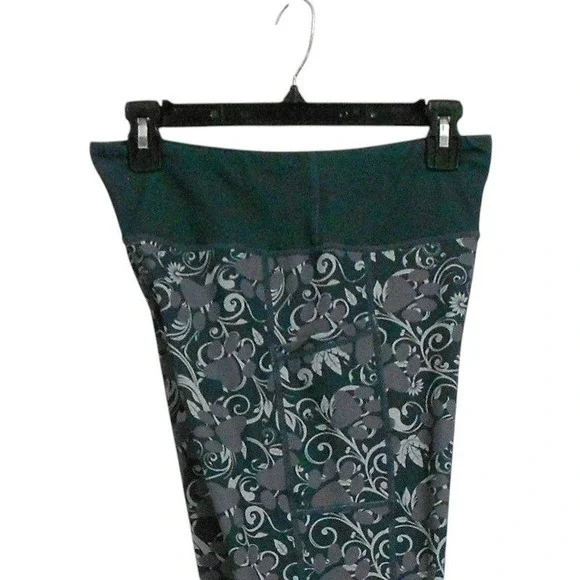 GreaterGood Leggings Womens Medium Gray Floral High Rise Paw Print Side Pockets - Picture 10 of 12